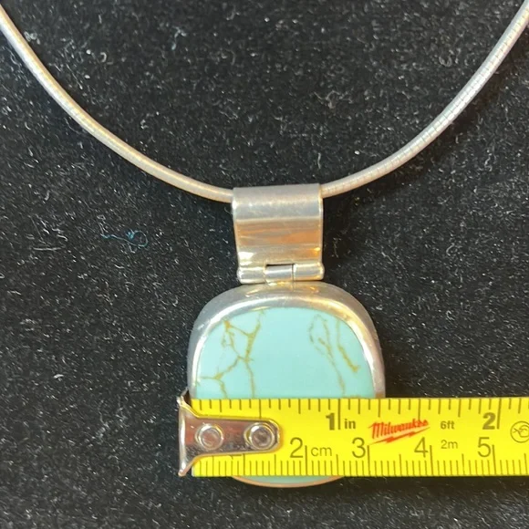 Large Turquoise & Sterling Silver Pendant - Picture 4 of 9
